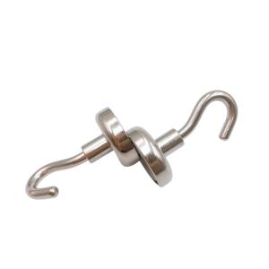 Versatile Axial Neodymium Hook Magnet Nickel Coating High Pull Force