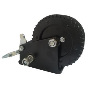 Black Portable Hand Winch With Brake 545kg Capacity With One Year Warranty