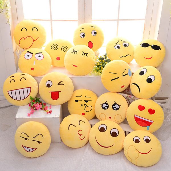 Quality 22 styles Emoji Emoticon Yellow and Round Stuffed Cushions And Pillows For Home Decoration for sale