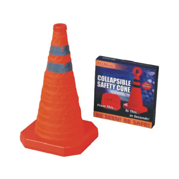 Quality 40cm Retractable Plastic Foldable Traffic Cone with LED Light and Safety Reflective Tape for sale