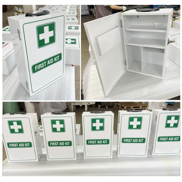 Large Workplace 2 Shelf First Aid Cabint Empty White With Pocket