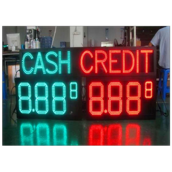 Custom Size Large Outdoor LED Price Signs For Gas Stations With 4 And 5 Digit