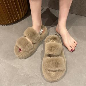 Y-Z Comfy Fuzzy Fluffy Sandals Fuzzy Slides Super-soft Slip-on Indoor House Faux