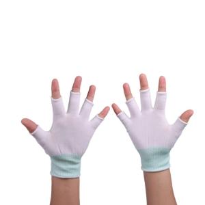 Lint Free Seamless Knit Half Finger Cleanroom Glove Liners Thin And Comfortable