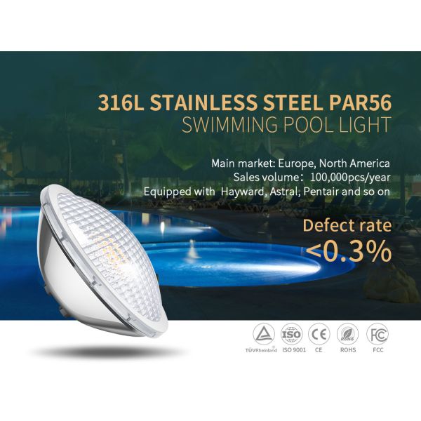 Highlight 18W PAR56 1700LM Led Swimming Pool Light FCC