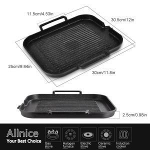 Rectangle Divided Induction Gas Stovetop Grill Pan For BBQ Without Pot Cover