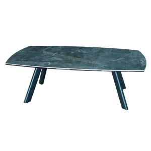 Elegant Green Glossy Artistic Coffee Tables Ceramic Topped Scratch Proof