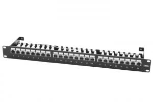 China Cold Rolled Steel Cat6 Shielded Patch Panel , Screened 568A B 24 Way Patch Panel on sale