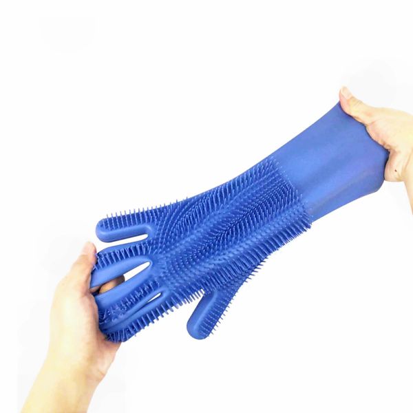 Non-slip Design New Fancy Multifunctional Scrubber Cleaning Glove 100% Food Grade Silicone Rubber Sponge Brush with five fingers