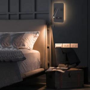 Dual Switch Usb LED Wall Lamp Hotel Bedside Embedded Black 3w 110-240v 3000k