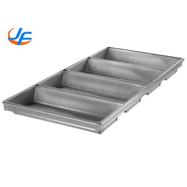 Quality RK Bakeware China Foodservice NSF Telfon Nonstick 4 Strap Aluminized Pullman Loaf Pan / Steel Hearth Bread Pan for sale