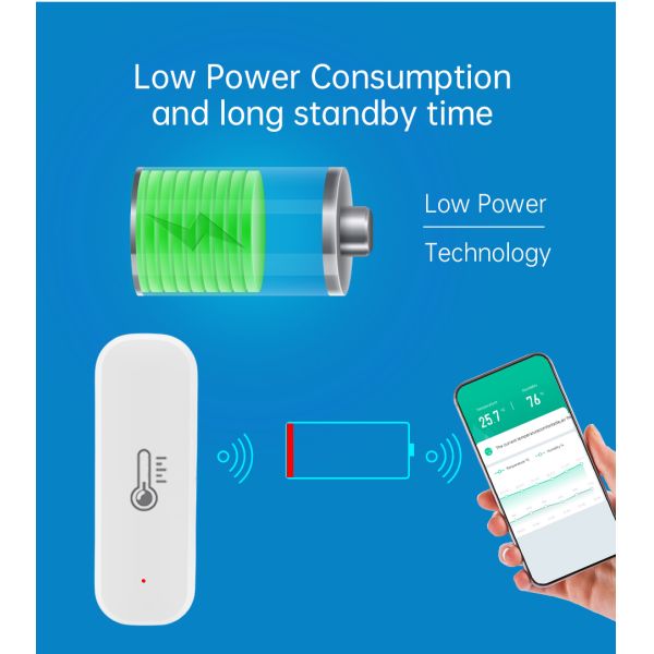 Zigbee Temperature Humidity Sensor 2×AAA Battery, 30 Days Data Storage, Smart Life App Compatible