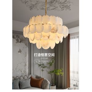 Wholesale American Luxury All-Copper Simple Staircase Chandelier for Living Room Imported Spanish Marble New Generation Pendant Lights from china suppliers