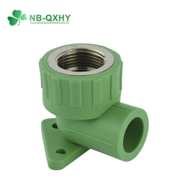 PPR Pipe Fitting Female Thread Elbow Wall Plate Included for Hot Water