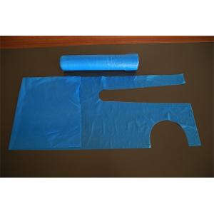 Blue Plastic Aprons Disposable On The Roll With Round Neck Waist Tie 26"X48"