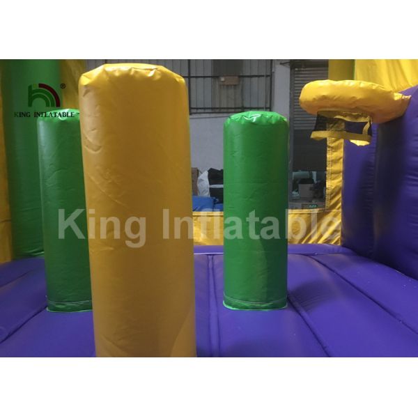 EN71 Justice League Theme Green Inflatable Jumping Castle With Slide For Kids