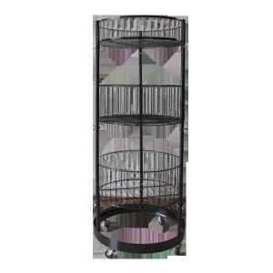 Metal Black Cylinder 497mm Dia Grocery Display Rack 1080mm Hight