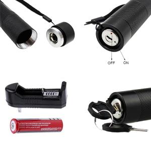 Beam Flashlight 532nm Green Laser Pointer Pen Adjustable Safety Key