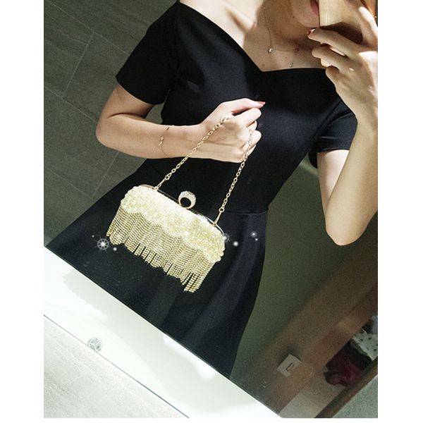 Girl's dinner clutch shiny diamond combo lightweight style evening bag