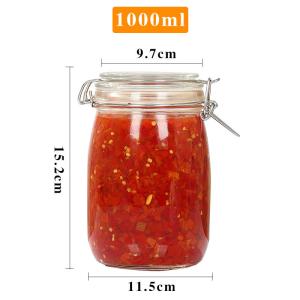 Custom Size Airtight Thick Glass Food Storage Jars With Clip Top Caps