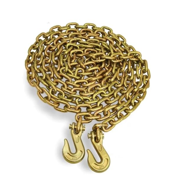 Quality 3/8''X 20 Ft Yellow Zinc Heavy Duty Welded Chain G 70 With Clevis Grab Hook for sale