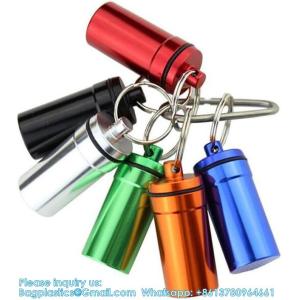 Keychain Pill Holder (5 Pack), Aluminum Waterproof Portable Small Travel