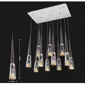 Modern Villa Loft Apartment Stair Light With Three Colors Changing Crystal