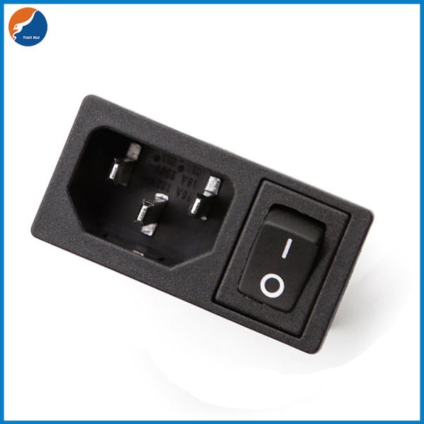 R14-B-1EB1 3P IEC 320 Plug Connector C14 Inlet Male AC Power Socket With ON OFF