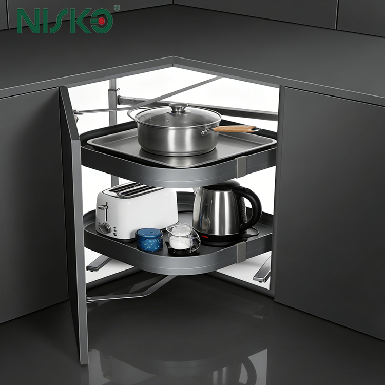 Revolving Pull-Out Pantry Tall Tray Magic Corner Drawer Baskets Kitchen