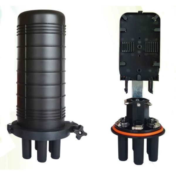 6 Ports Optical Fiber Cable Joint Closure 24F 48F 72F 96F PP PC ABS Material Black Color