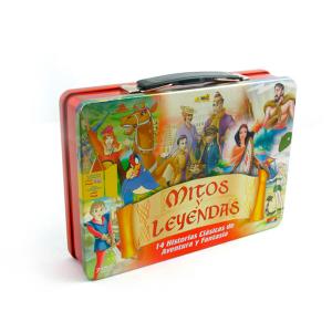 Rectangular handle tin box with hinge