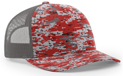 Sublimated Camo Pattern Mesh Trucker Hats Adjustable Snapback Caps Embroidery