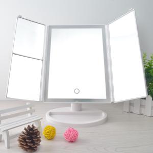 Wholesale Touchscreen LED Trifold Vanity Mirror 10x Lighted Folding Travel Mirror from china suppliers