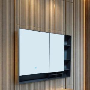 Smart Beauty Mirror Cabinet With Refrigerator All Aluminum LED Lights Touch Open