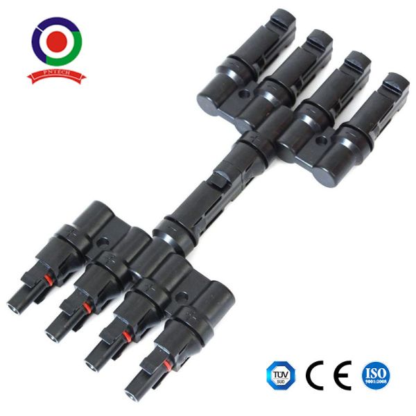Quality M/4F And F/4M Solar Energy Panel T Branch Connectors Cable Coupler Combiner for sale