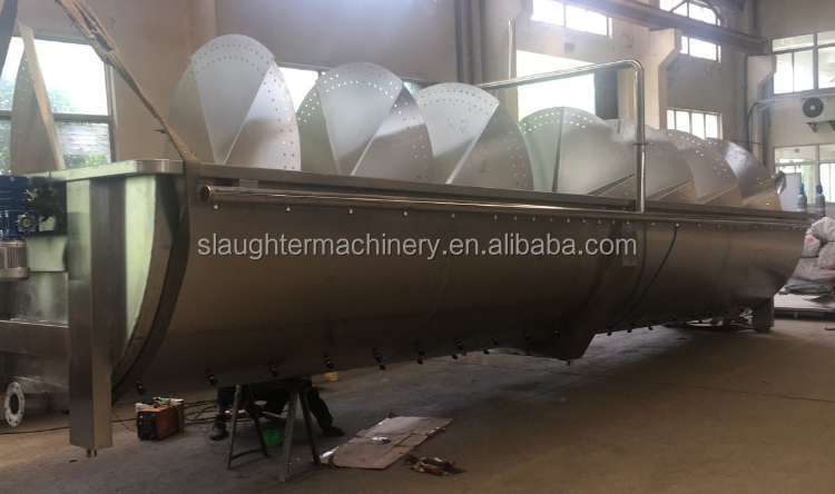 Large Spiral Screw Chiller / Pre-chiller Machine for Poultry Processing Plant Machinery Poultry Chicken Slaughter Plant 3/4 Tube