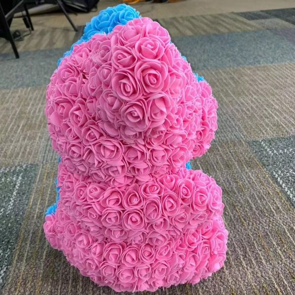 Hot Selling Wholesale Foam / PE Handmade Artificial Flowers Rose Bear for Valentine Day Gift 40cm rose bear