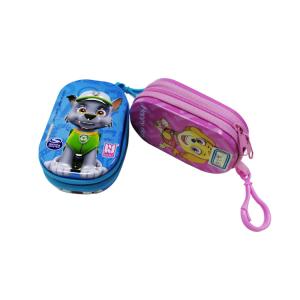 3D Embossing Cartoon Custom Tin Can Oval Zipper Metal Tin Box With Plastic