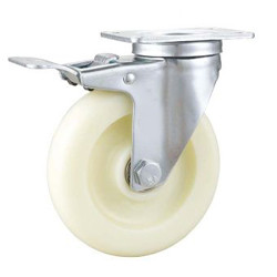 Wholesale medium duty 5&quot; swivel white PP caster with total brake, Rueda, 125x32mm pure white nylon castor, from china suppliers