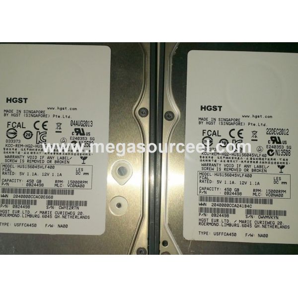 HGST 450GB FC 15K HDD 3.5 HUS156045VLF400 0B24477 0B24477VC0C3A8G09