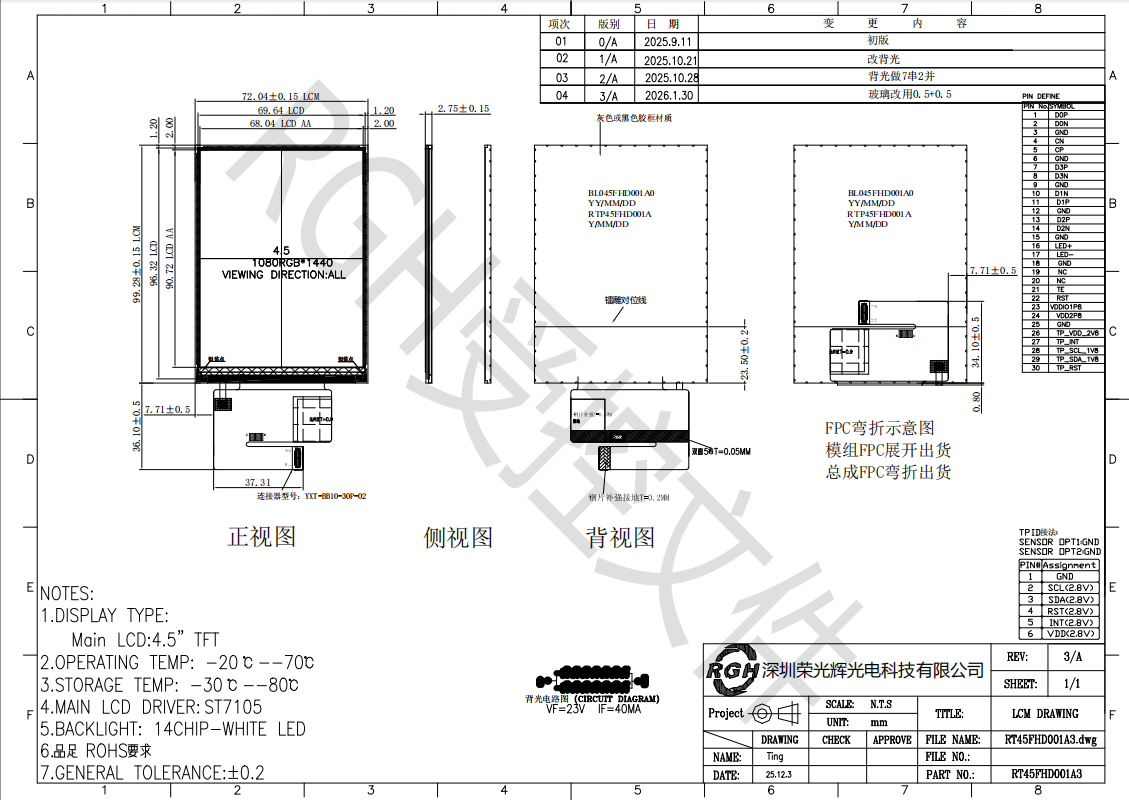 1080×1440 High-Resolution TFT LCD Display Module for Embedded & Industrial Devices