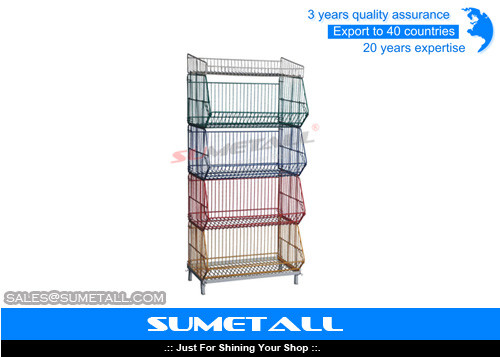 5 Tiers Colorful Stackable Wire Metal Shelving , Wire Storage Racks For