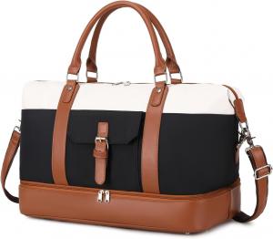 Wholesale Cavas Weekender Carry on Duffel Travel Bag with Leather Shoes Compartment for Men from china suppliers