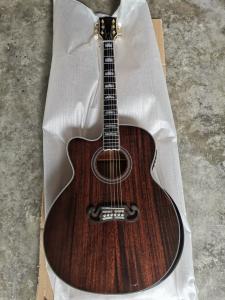 Solid mahogany wood left handed grand cutaway acoustic guitar jumbo size mahogany wood acoustic electric guitar