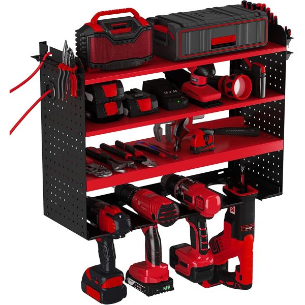 Quality Garage Organization Simplified with 4 Drill Slots Wall Mounted Power Tool Organizer for sale