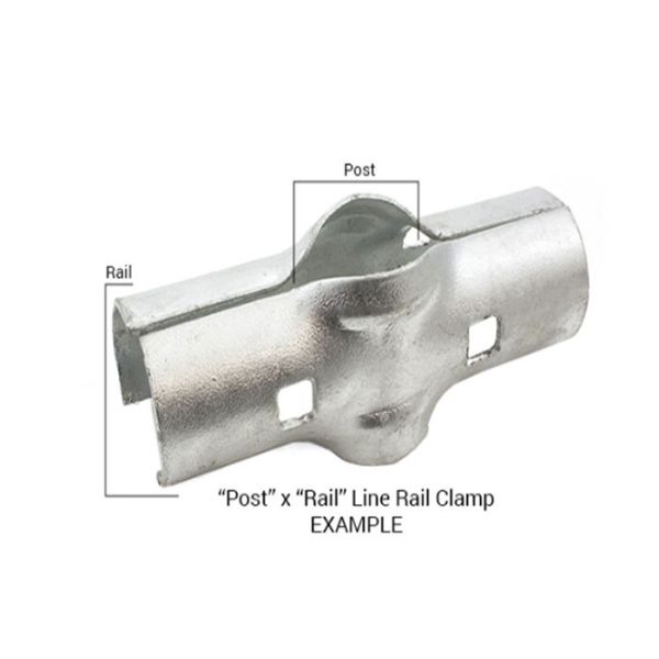 Chain Link 2" [1 7/8" OD] x 2" [1 7/8" OD] Line Rail Clamp - Boulevard Clamp (Galvanized Pressed Steel)