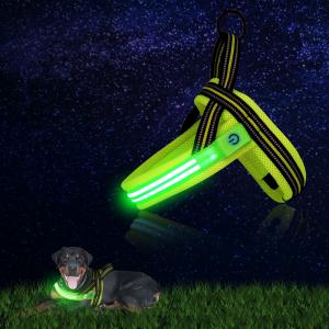 Double Fiber Nylon Mesh Flashing LED Dog Harness , Illuminated Dog Harness Vest