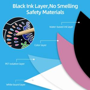 12 Sheets Rainbow Magic Scratch Art with 2 Wooden Stylus And 1 Dust Brush