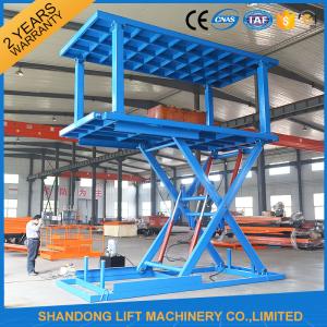 China Two Layers Folding Hydraulic Scissor Double Parking Car Lift , Blue on sale