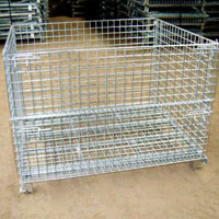 Customized Industrial Wire Mesh Containers Stackable Galvanized Steel Foldable
